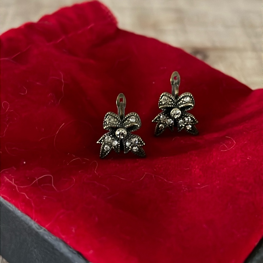 Venetian Bronze and Crystal Bow Earrings